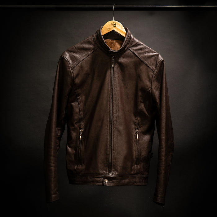 Shadowline Jacket – chaqueta de cuero Cafe oscuro para hombre – vista frontal