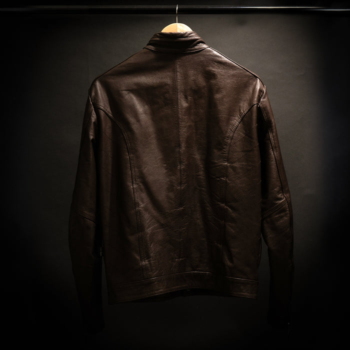 Shadowline Jacket – chaqueta de cuero cafe oscuro para hombre – vista trasera