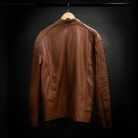 chaqueta de cuero cafe marca C&A Boots quito ecuador vista posterior